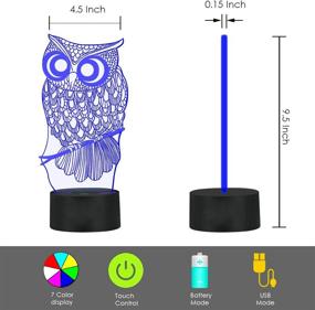 img 1 attached to 🦉 7 Colors, 3 Modes, Timer Function: Remote and Touch Control Owl Night Lights for Children and Kids Room - Dimmable LED Multicolor Lamp