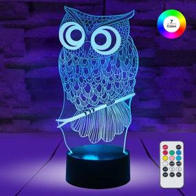 img 4 attached to 🦉 7 Colors, 3 Modes, Timer Function: Remote and Touch Control Owl Night Lights for Children and Kids Room - Dimmable LED Multicolor Lamp