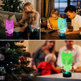 img 2 attached to 🦉 7 Colors, 3 Modes, Timer Function: Remote and Touch Control Owl Night Lights for Children and Kids Room - Dimmable LED Multicolor Lamp