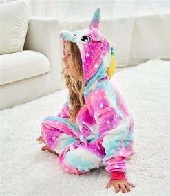 img 2 attached to 🦄 CHETOSHO Unicorn Pajamas Onesie: Pink Starry Oblique Stripe Costume for Girls - Size 10 Years