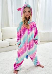 img 1 attached to 🦄 CHETOSHO Unicorn Pajamas Onesie: Pink Starry Oblique Stripe Costume for Girls - Size 10 Years