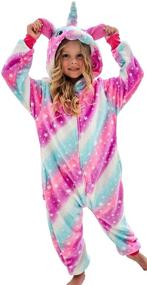 img 4 attached to 🦄 CHETOSHO Unicorn Pajamas Onesie: Pink Starry Oblique Stripe Costume for Girls - Size 10 Years