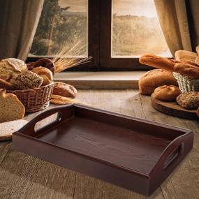 img 2 attached to 🍽️ Rustic Wooden Rectangle Ottoman Tray for Serving