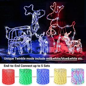 img 2 attached to 18ft Brizled RGB Color Changing Christmas Rope Lights with 180 LEDs - Connectable Indoor/Outdoor Rope Lighting, Waterproof ETL Certified Twinkle White Rope Lights with Remote for Xmas Party Deck