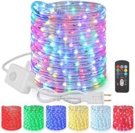 18ft brizled rgb color changing christmas rope lights with 180 leds - connectable indoor/outdoor rope lighting, waterproof etl certified twinkle white rope lights with remote for xmas party deck logo