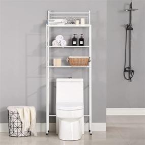 img 4 attached to 🚽 MallBoo Bathroom Spacesaver Storage Rack, 3-Tier Over-The-Toilet Organizer, Easy Assembly - Dimensions: 26.7" L x 9.5" W x 64.4" H (White)