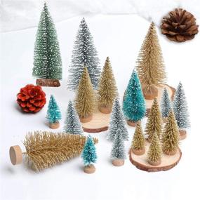 img 1 attached to 🎄 Jolik Набор из 26 миниатюрных матовых снова деревьев для рождественского стола - 5 размеров и 4 цвета
