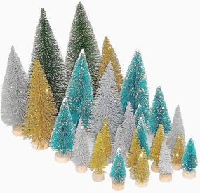 img 4 attached to 🎄 Jolik Set of 26 Mini Frosted Sisal Christmas Trees for Table Décor - 5 Sizes & 4 Colors