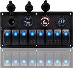 img 4 attached to 🚤 FXC Waterproof Marine Boat Rocker Switch Panel 8 Gang with Dual USB Slot and Socket, Cigarette Lighter and Adapter, Digital Voltage Display LED Light for Car RV Vehicles Truck