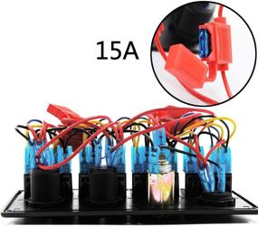 img 3 attached to 🚤 FXC Waterproof Marine Boat Rocker Switch Panel 8 Gang with Dual USB Slot and Socket, Cigarette Lighter and Adapter, Digital Voltage Display LED Light for Car RV Vehicles Truck