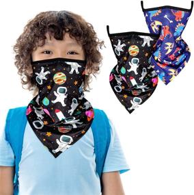 img 3 attached to Hzran Kids Face Mask Bandanas: 2PC Neck Gaiter with Ear Loops & Back to School Scarf