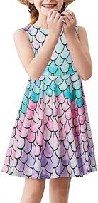 img 2 attached to Sleeveless Summer Mermaid Unicorn Swing Dresses for 👗 Girls - Goodstoworld School Party, Beach Sundresses (Ages 4-13)