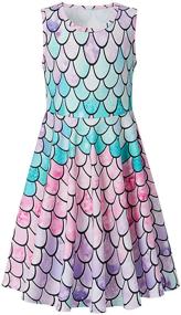 img 4 attached to Sleeveless Summer Mermaid Unicorn Swing Dresses for 👗 Girls - Goodstoworld School Party, Beach Sundresses (Ages 4-13)