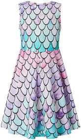img 3 attached to Sleeveless Summer Mermaid Unicorn Swing Dresses for 👗 Girls - Goodstoworld School Party, Beach Sundresses (Ages 4-13)