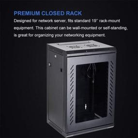 img 3 attached to KENUCO Deluxe IT Wall Mount Cabinet: Fully Assembled Server Rack with Locking Tempered Glass Door - Black 18U