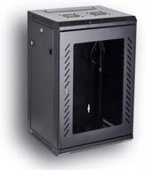 kenuco deluxe it wall mount cabinet: fully assembled server rack with locking tempered glass door - black 18u logo