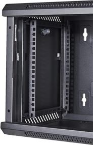 img 2 attached to KENUCO Deluxe IT Wall Mount Cabinet: Fully Assembled Server Rack with Locking Tempered Glass Door - Black 18U