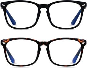 img 4 attached to Blue Light Glasses 2 Pack for Women and Men - Computer Blocking Bluelight Blocker, Nerd Style, Anti Eye Strain - Black Tortoise Design