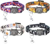 🐱 halloween cat collar 4 pack - rypet cat collar with bell, kitten collar breakaway for cat's halloween party logo