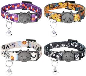 img 4 attached to 🐱 Halloween Cat Collar 4 Pack - Rypet Cat Collar with Bell, Kitten Collar Breakaway for Cat's Halloween Party