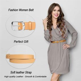 img 2 attached to 👗 Women's Leather Belts - Stylish Waist Belt for Jeans, Pants, and Dresses with Pin Buckle - Ideal for Girls and Ladies