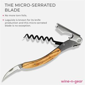 img 1 attached to Laguiole L'Eclair Waiters Corkscrew - Olivewood - French Patented Spring-Loaded Single-Lever Wine Bottle Opener for Bartenders and Gifts + Sharp Micro-Serrated Knife