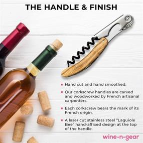 img 2 attached to Laguiole L'Eclair Waiters Corkscrew - Olivewood - French Patented Spring-Loaded Single-Lever Wine Bottle Opener for Bartenders and Gifts + Sharp Micro-Serrated Knife