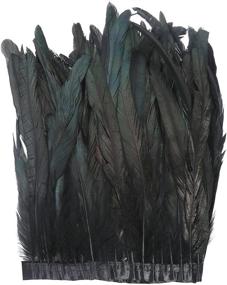 img 2 attached to AWAYTR Rooster Hackle Feather Trim: 10-12 inches Width for DIY Sewing Crafts - 1 Yard (Black)