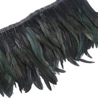 awaytr rooster hackle feather trim: 10-12 inches width for diy sewing crafts - 1 yard (black) logo