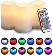 🕯️ kobwa led flickering flameless candles: color changing, remote control, auto-off timer, 100 hrs working time - 3 pack, multi-color логотип