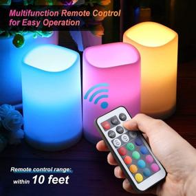 img 2 attached to 🕯️ KOBWA LED Flickering Flameless Candles: Color Changing, Remote Control, Auto-off Timer, 100 Hrs Working Time - 3 Pack, Multi-Color