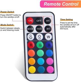 img 3 attached to 🕯️ KOBWA LED Flickering Flameless Candles: Color Changing, Remote Control, Auto-off Timer, 100 Hrs Working Time - 3 Pack, Multi-Color