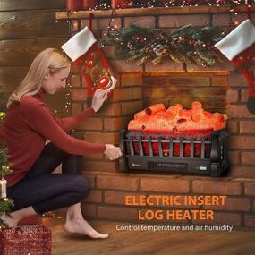 img 3 attached to VIVOHOME Electric Fireplace Log Set Heater 🔥 - Remote Control, Glowing Ember Bed - Black, 110V