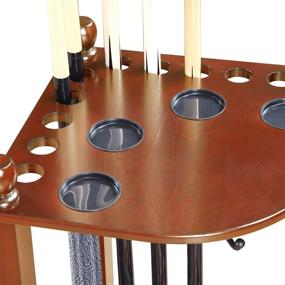 img 1 attached to Hathaway Regent Corner Floor Cue Rack 🎱 in Elegant Walnut Finish: Organize Your Cues Stylishly!