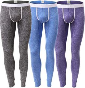 img 4 attached to 🩲 KAMUON Men's Low Rise Pouch Underwear Pants Long Johns - Thermal Bottoms Leggings