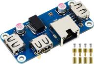 шляпа raspberry pi ethernet/usb hub hat(b) - порт rj45 ethernet (10/100м), 3x порта usb 2.0, совместима с usb 2.0/1.1 - для raspberry pi 4b/3b+/3a+/2b/zero/zero w/zero wh логотип