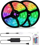 oxyled 32.8ft 5050 smd music sync color change led light strips - waterproof rgb rope lights with remote for bedroom, party, ceiling, home - flexible led strip lights logo