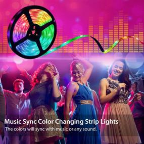 img 3 attached to OxyLED 32.8ft 5050 SMD Music Sync Color Change LED Light Strips - Waterproof RGB Rope Lights with Remote for Bedroom, Party, Ceiling, Home - Flexible LED Strip Lights