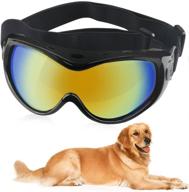 🐶 hellopet dog goggles: uv-protected dog sunglasses for travel, skiing, and anti-fog performance with adjustable strap logo