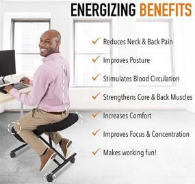 img 2 attached to 🪑 ProErgo Pneumatic Ergonomic Kneeling Chair - Adjustable & Mobile Office Seating for Neck & Back Pain Relief - Easy Assembly for Home, Office, or Classroom Use