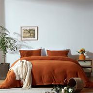 🛏️ nexhome queen size duvet cover sets in rust/burnt orange - double brushed microfiber with button closure & corner ties - breathable, soft, and 3pcs logo