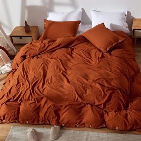 img 2 attached to 🛏️ NexHome Queen Size Duvet Cover Sets in Rust/Burnt Orange - Double Brushed Microfiber with Button Closure & Corner Ties - Breathable, Soft, and 3pcs