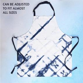 img 3 attached to 🎁 Stylish Blue Shibori Aprons with Pockets for Women – Perfect Christmas Gift or Kitchen Must-Have: Adjustable Neck Strap, Bib Style for Cooking, BBQ, Grill – Size: 27.5x31.5 inch