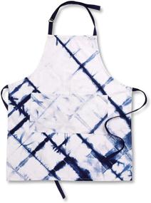 img 4 attached to 🎁 Stylish Blue Shibori Aprons with Pockets for Women – Perfect Christmas Gift or Kitchen Must-Have: Adjustable Neck Strap, Bib Style for Cooking, BBQ, Grill – Size: 27.5x31.5 inch