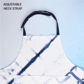 img 2 attached to 🎁 Stylish Blue Shibori Aprons with Pockets for Women – Perfect Christmas Gift or Kitchen Must-Have: Adjustable Neck Strap, Bib Style for Cooking, BBQ, Grill – Size: 27.5x31.5 inch