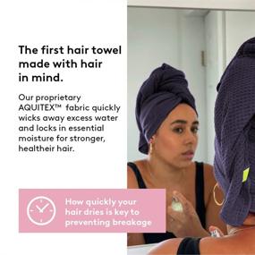 img 1 attached to 👚 AQUIS Waffle Microfiber Hair Towel: Rapid Drying, Perfect for Thicker Hair Types, Dark Grey (19"x39")