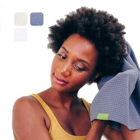 img 4 attached to 👚 AQUIS Waffle Microfiber Hair Towel: Rapid Drying, Perfect for Thicker Hair Types, Dark Grey (19"x39")