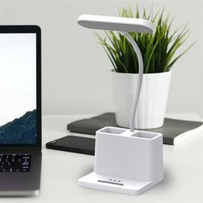 img 3 attached to 🔆 AXX LED Desk Lamp with Pen Holder - White, Rechargeable, Eye-Caring, Flexible Gooseneck - Ideal for Home, Office, Dorm