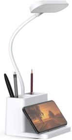 img 4 attached to 🔆 AXX LED Desk Lamp with Pen Holder - White, Rechargeable, Eye-Caring, Flexible Gooseneck - Ideal for Home, Office, Dorm