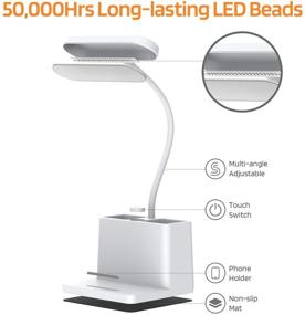 img 1 attached to 🔆 AXX LED Desk Lamp with Pen Holder - White, Rechargeable, Eye-Caring, Flexible Gooseneck - Ideal for Home, Office, Dorm
